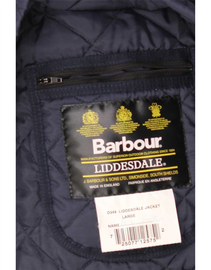Giacca trapuntata Barbour da uomo LIDDESDALE UK 40 Large in nylon blu navy