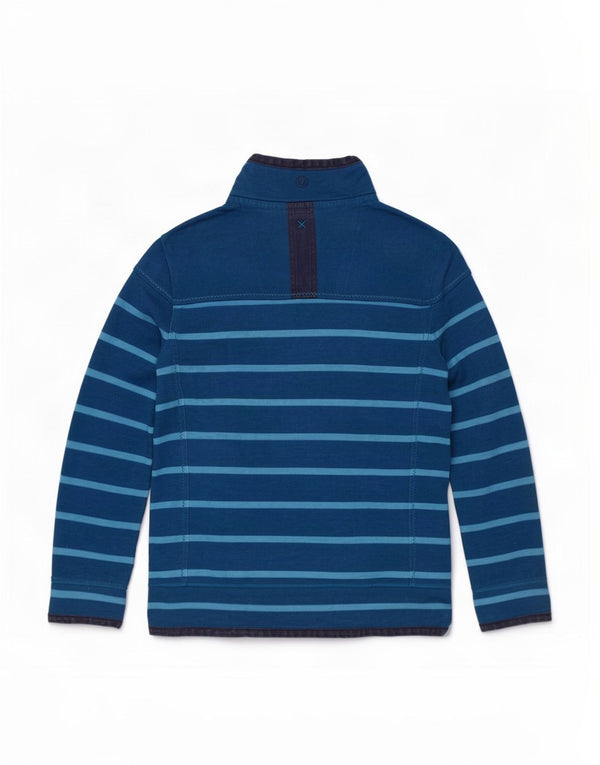 Felpa da donna con collo con zip Fat Face, maglione, UK 18, XL, cotone a righe blu