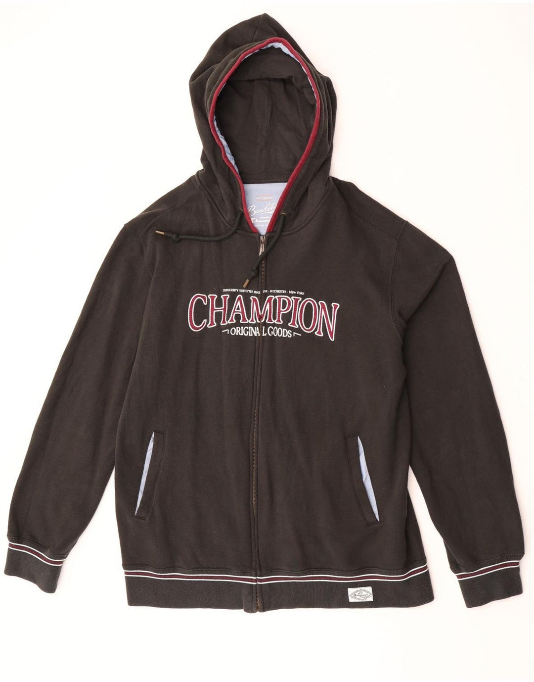 Felpa con cappuccio e zip grafica da uomo Champion 2XL Nera