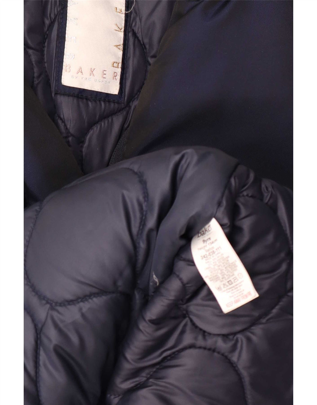Cappotto imbottito con cappuccio per ragazze Ted Baker 8-9 anni in nylon blu navy