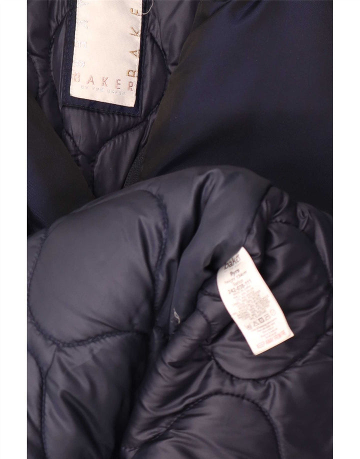 Cappotto imbottito con cappuccio per ragazze Ted Baker 8-9 anni in nylon blu navy
