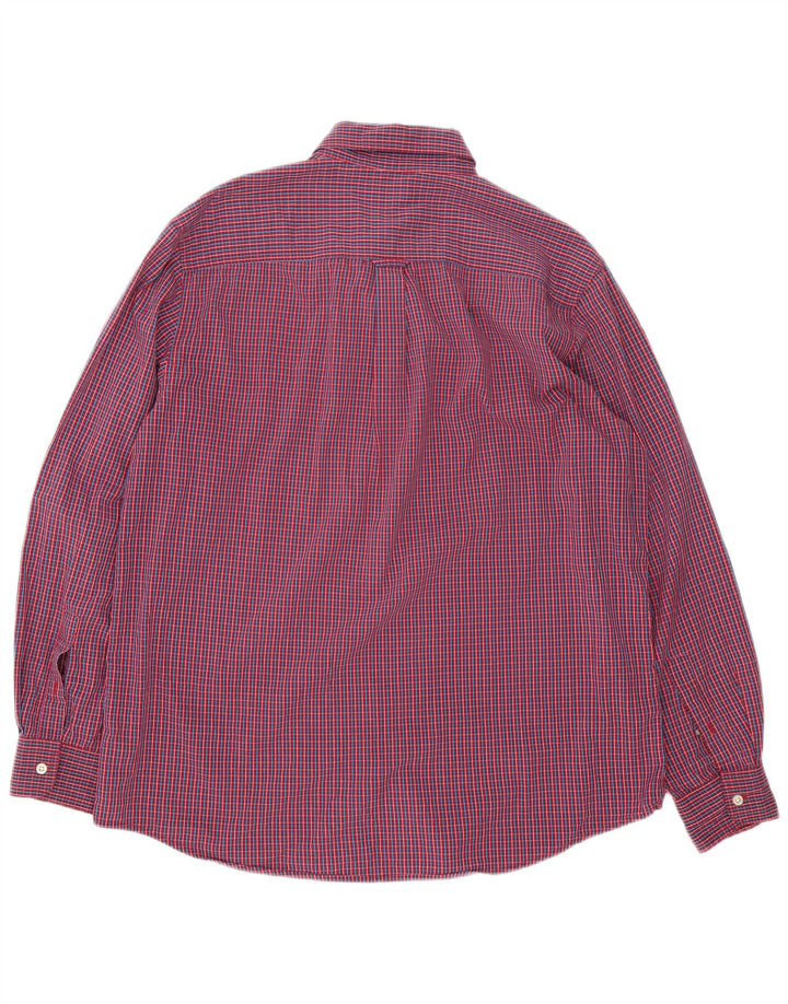 Camicia da uomo Chaps grande in cotone a quadretti rossi