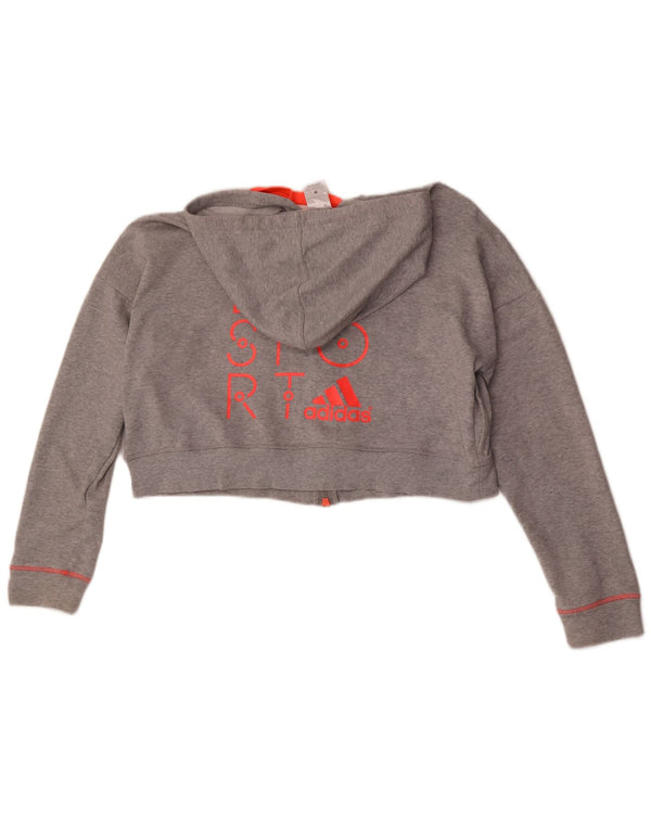 Maglione con cappuccio e zip corta grafica oversize da donna Adidas UK 14 Grigio medio