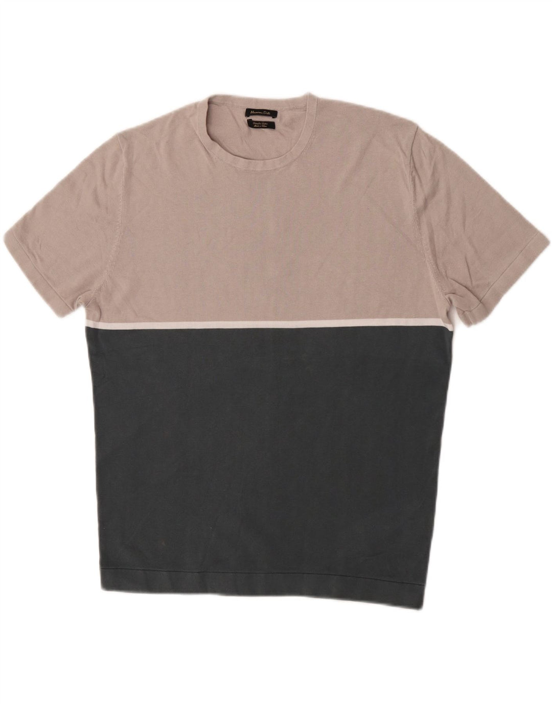 T-shirt da uomo Massimo Dutti Top in cotone color block verde medio