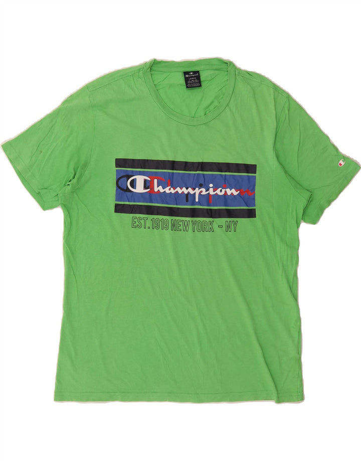 CHAMPION Mens Graphic T-Shirt Top Large Green Cotton Vintage Champion and Second-Hand Champion from Messina Hembry 