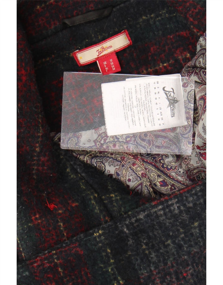 JOE BROWNS Cappotto doppiopetto da donna UK 10 Piccolo quadretto multicolore