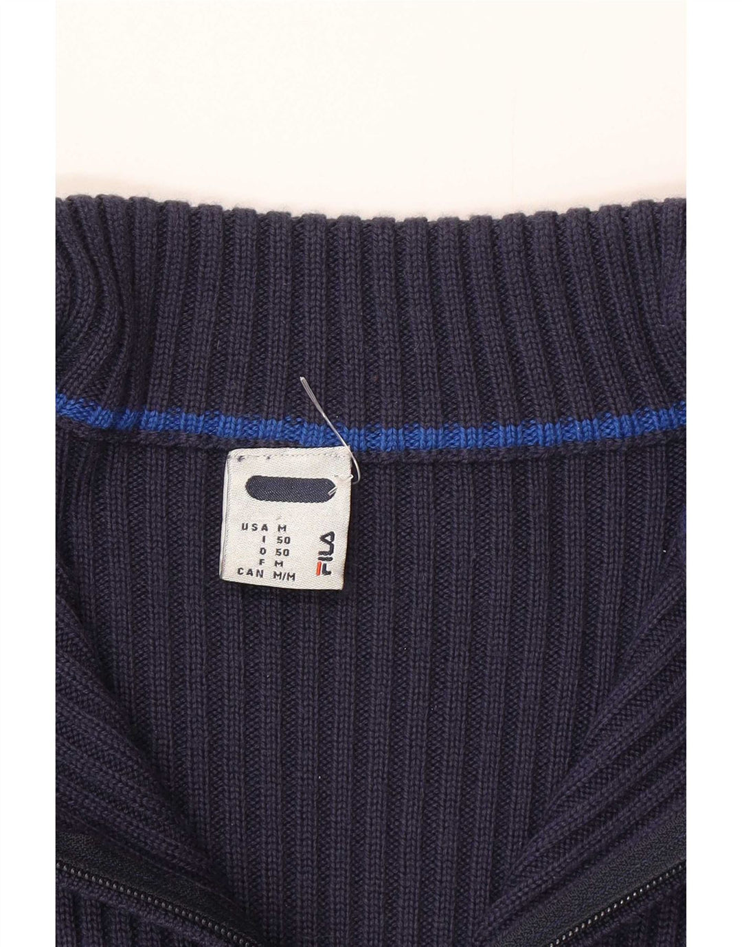 Maglione Fila da uomo con zip e collo IT 50 medio a righe blu navy
