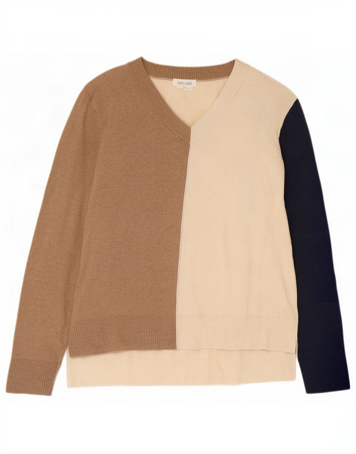 Maglione maglione con scollo a V da donna White Stuff UK 16 grande multicolore