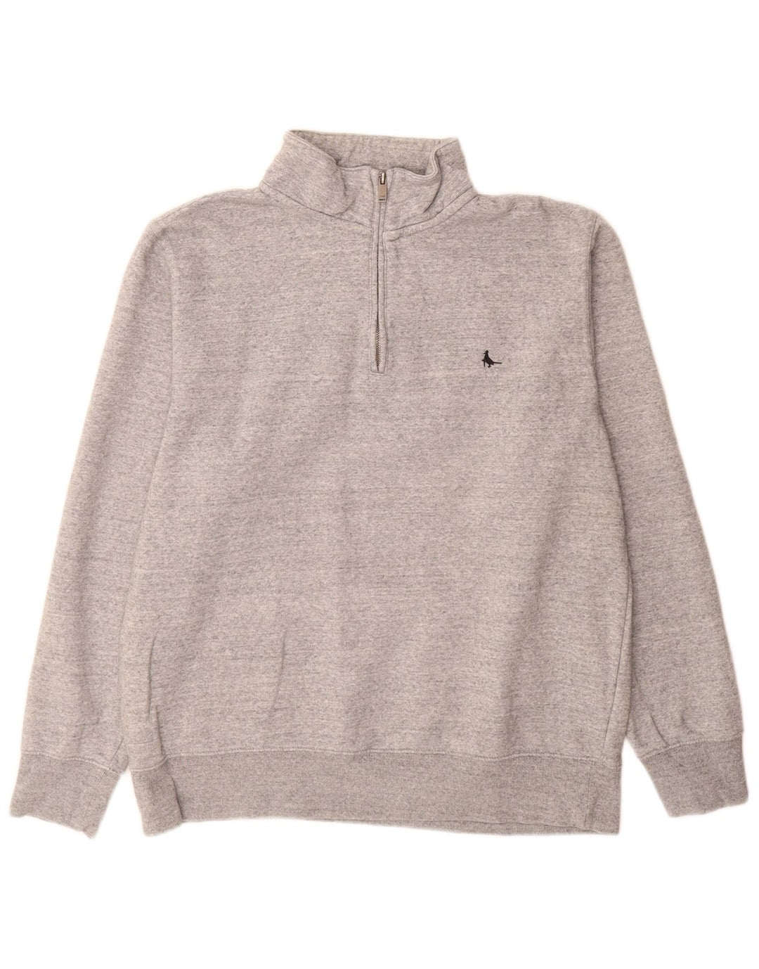 JACK WILLS Felpa da uomo con collo con zip, maglione grande, cotone chiazzato grigio