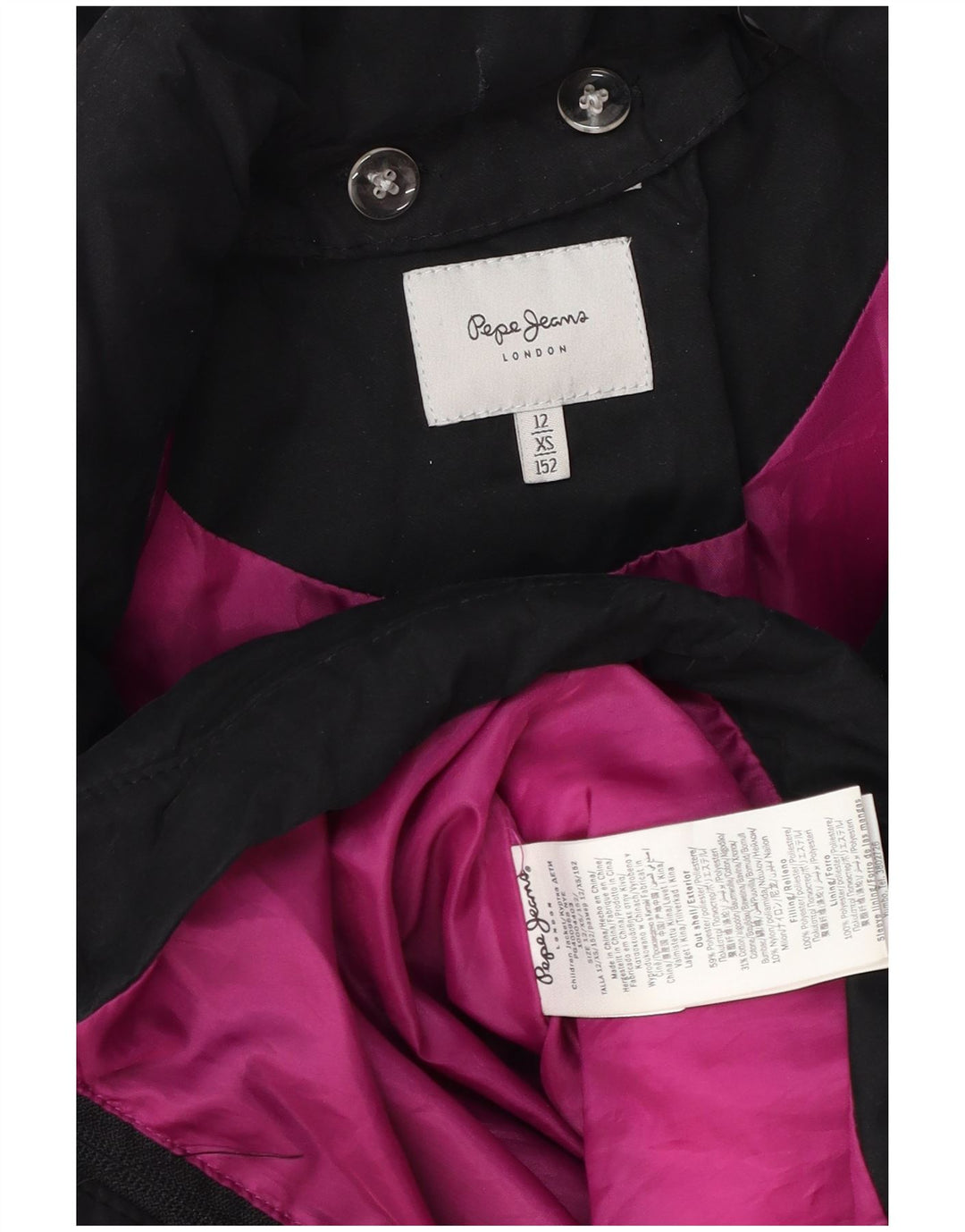 Giacca imbottita con cappuccio per ragazze PEPE Jeans 11-12 anni XS poliestere nero