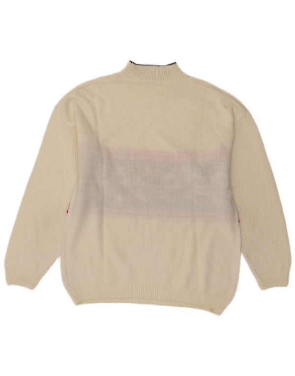 Maglione maglione collo alto da donna VINTAGE UK 16 Large White Fair Isle