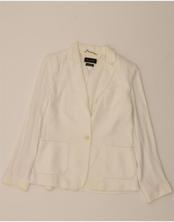 MASSIMO DUTTI Womens 1 Button Blazer Jacket EU 38 Small Off White Cotton Vintage Massimo Dutti and Second-Hand Massimo Dutti from Messina Hembry 