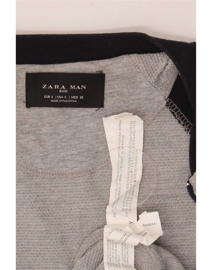 Giacca da ginnastica da uomo Zara piccola in cotone color block grigio