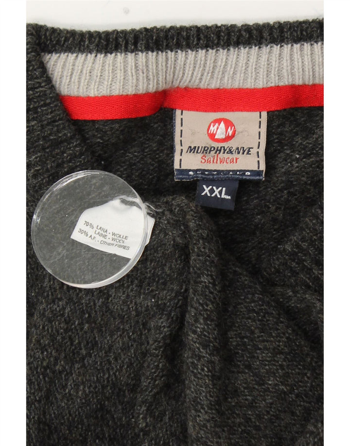 MURPHY & NYE Maglione da uomo con scollo a V 2XL Lana nera