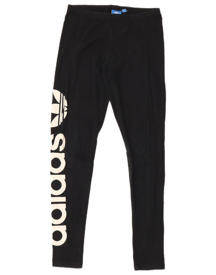 Leggings grafici da donna Adidas UK 12 cotone medio nero