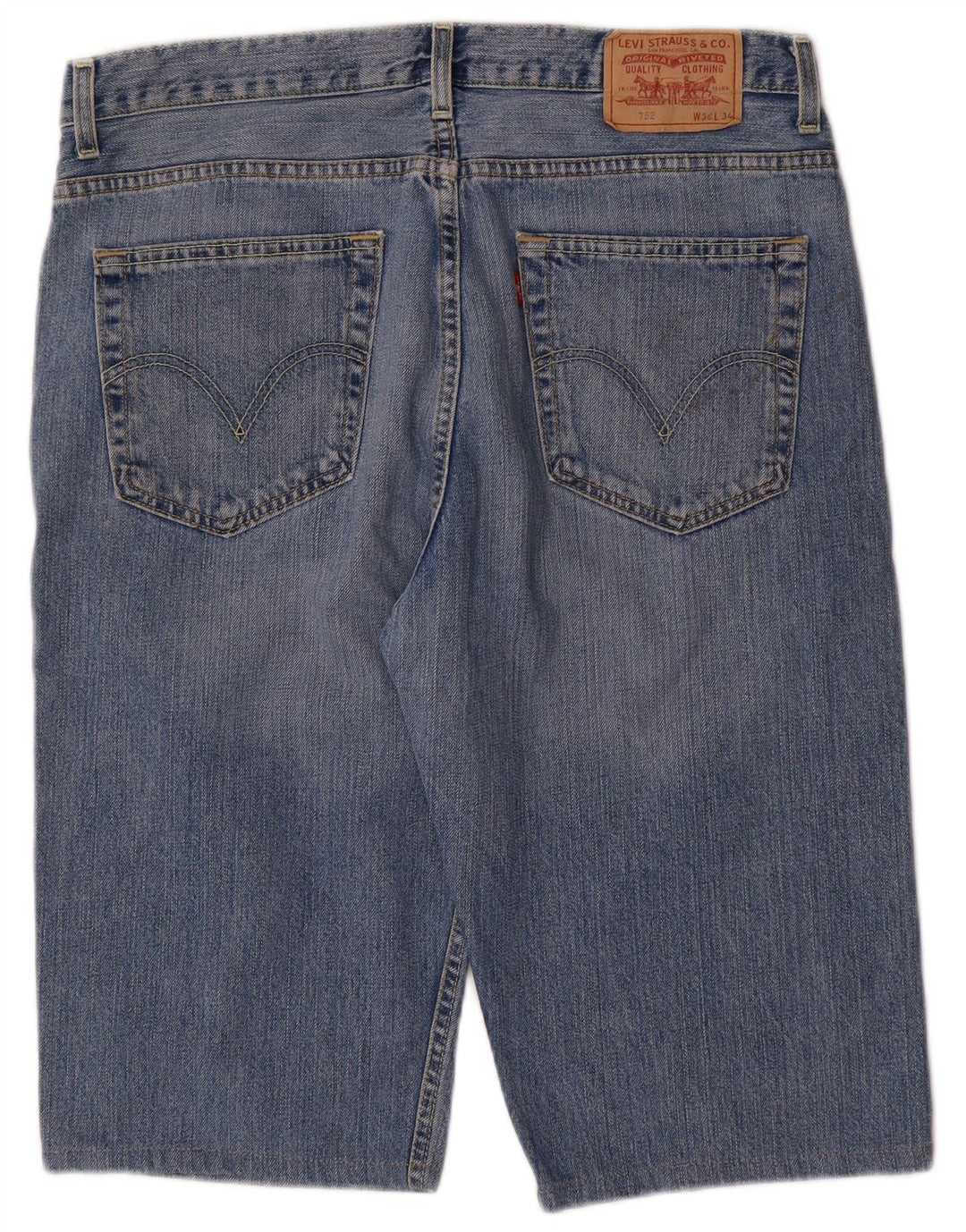 Levi's Uomo 752 Pantaloncini di jeans W36 Large Blu Cotone