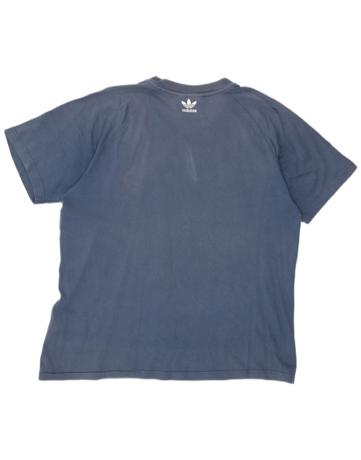 T-shirt grafica da uomo Adidas Top in cotone blu medio