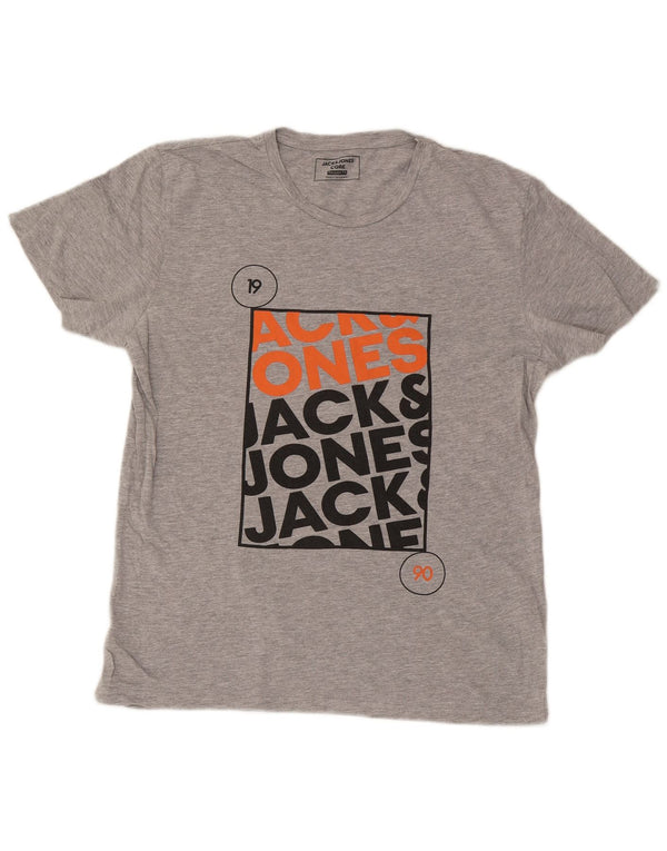 Jack & Jones T-shirt grafica da uomo con vestibilità regolare, XL, in cotone chiazzato grigio