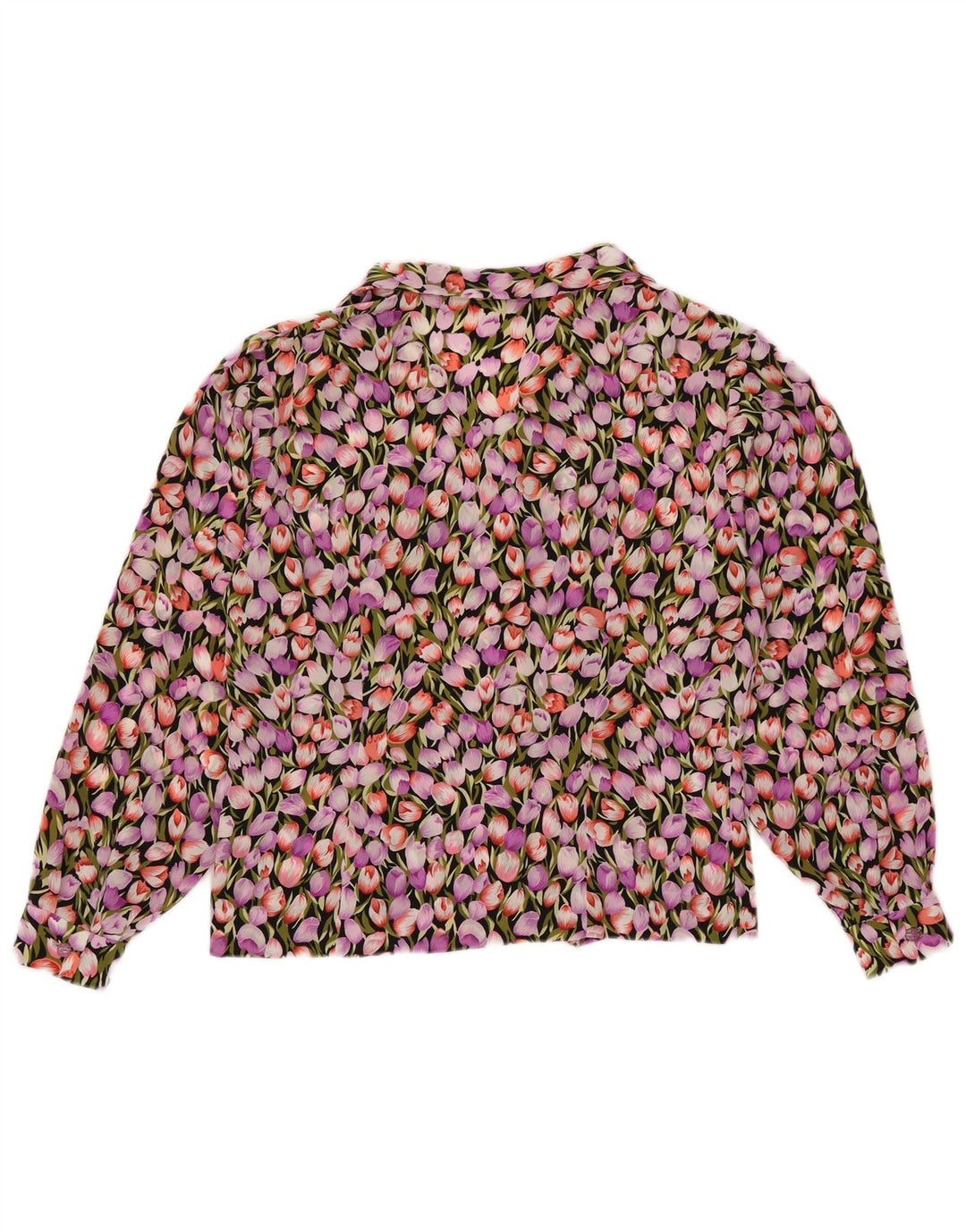 Camicetta camicia vintage da donna UK 12 floreale multicolore medio