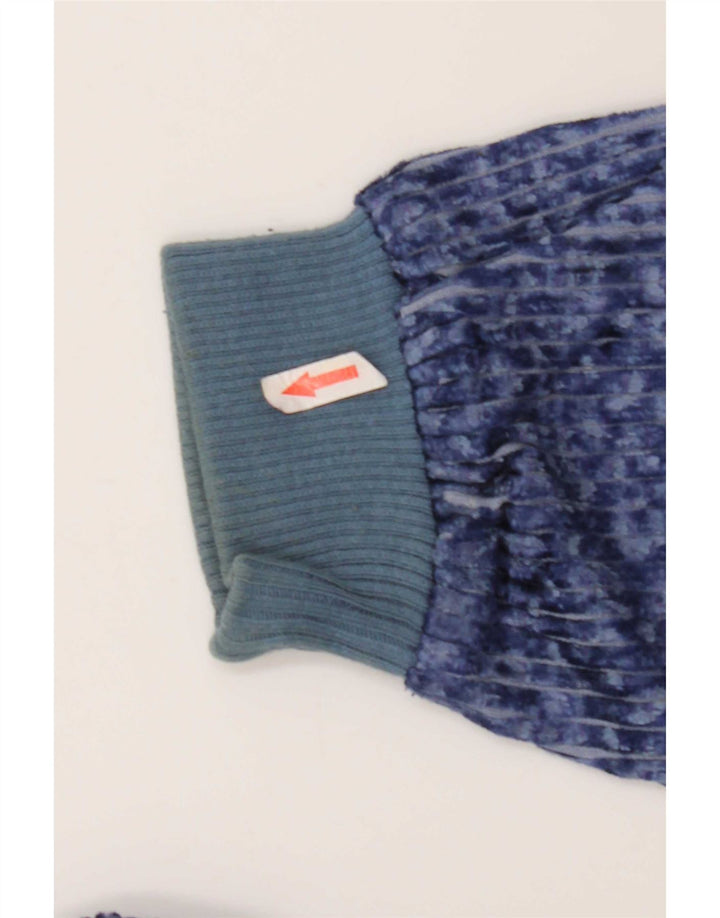 Felpa vintage da uomo in velluto, maglione, poliestere gessato blu medio
