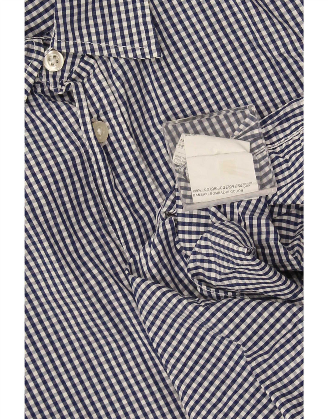 Camicia Benetton Uomo Cotone Vichy Blu Medio