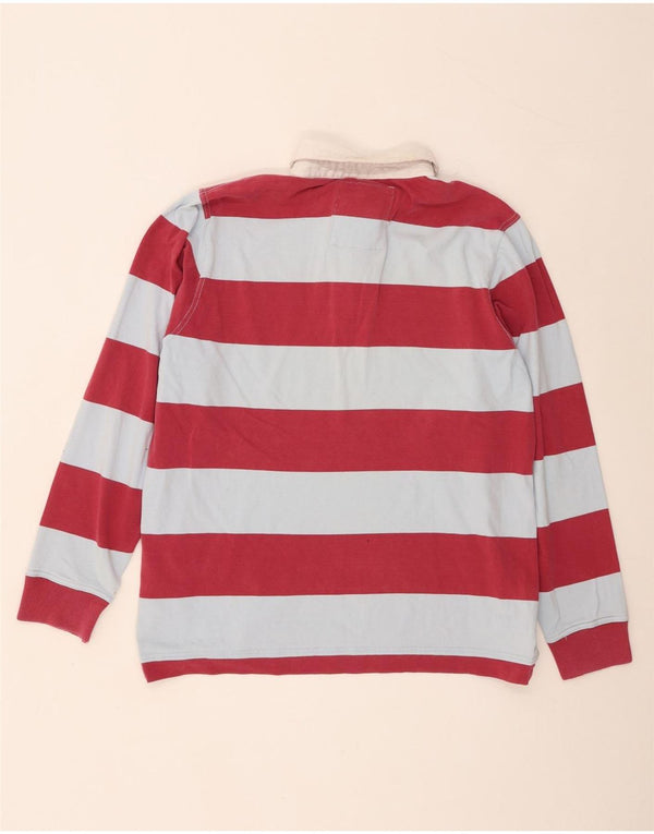 Crew Clothing Polo da rugby da uomo a maniche lunghe XL in cotone a righe rosa