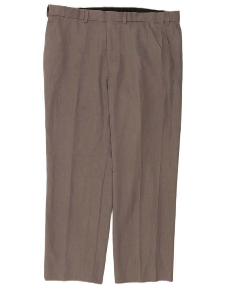 Pantaloni chino dritti da uomo Marks & Spencer W38 L28 poliestere grigio