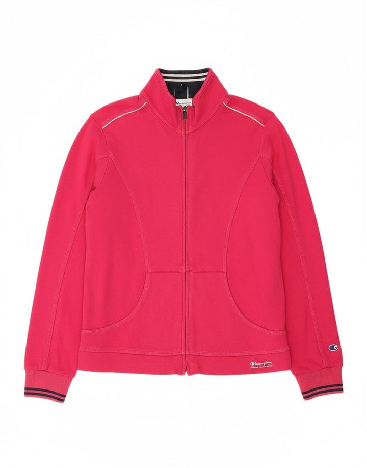 CHAMPION Womens Tracksuit Top Jacket UK 16 Large Pink Cotton
