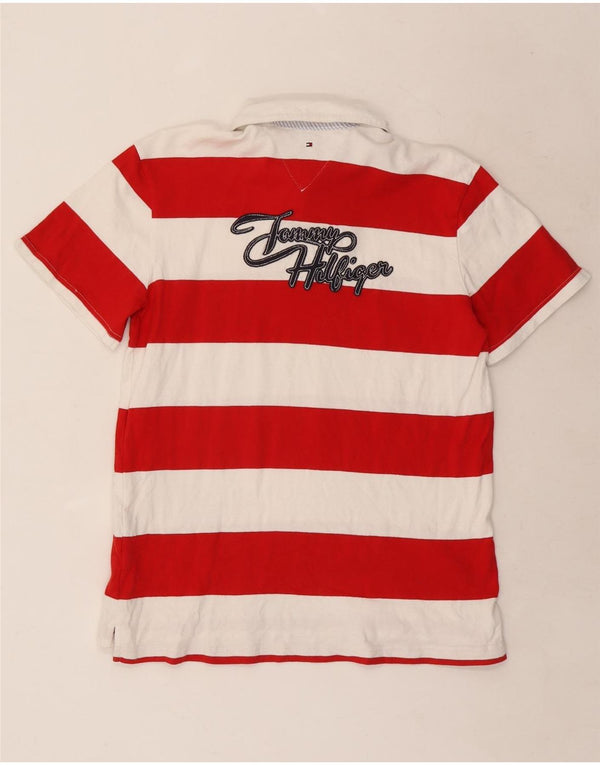 Polo da rugby grafica da uomo Tommy Hilfiger in cotone a righe rosse medie