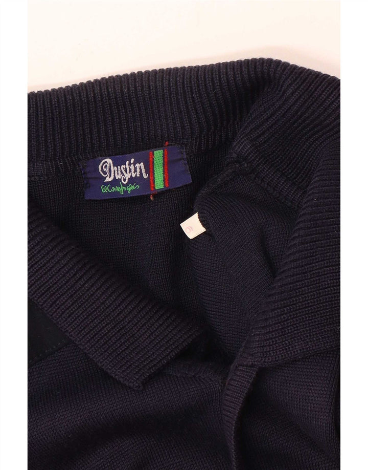 Maglione cardigan vintage da uomo grande blu navy