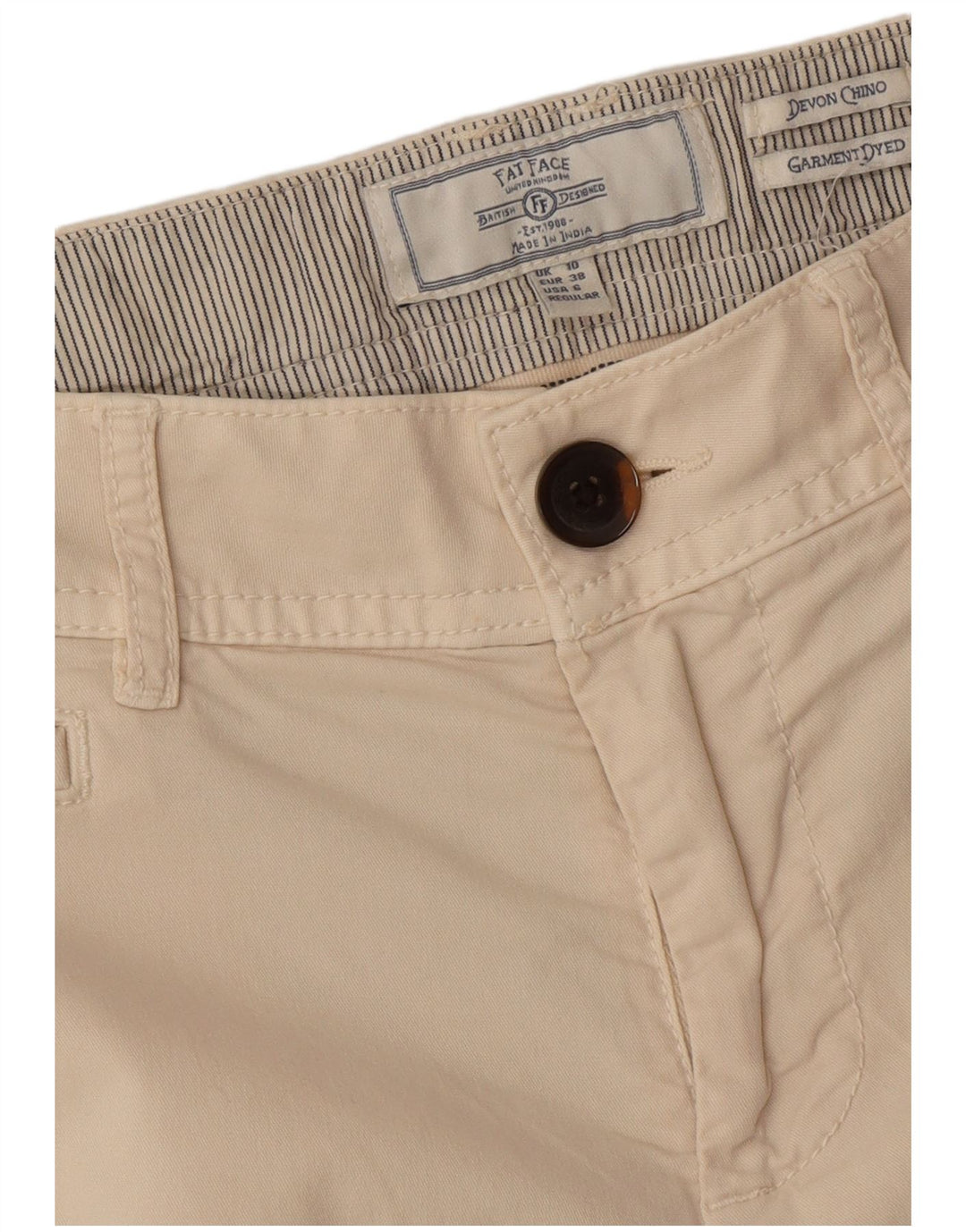 Pantaloni chino slim Devon da donna Fat Face UK 10 piccoli W30 L26 bianco sporco