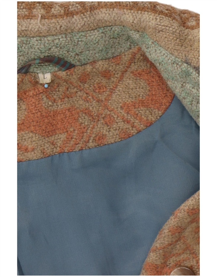 Cappotto giacca a vento dal taglio ampio da donna VINTAGE UK 16 Large Blue Fair Isle