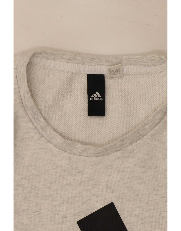 Felpa grafica da uomo Adidas maglione grigio medio chiazzato