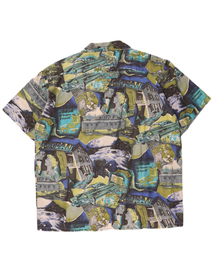 Camicia vintage da uomo con motivo astratto taglia 41/42 grande multicolore
