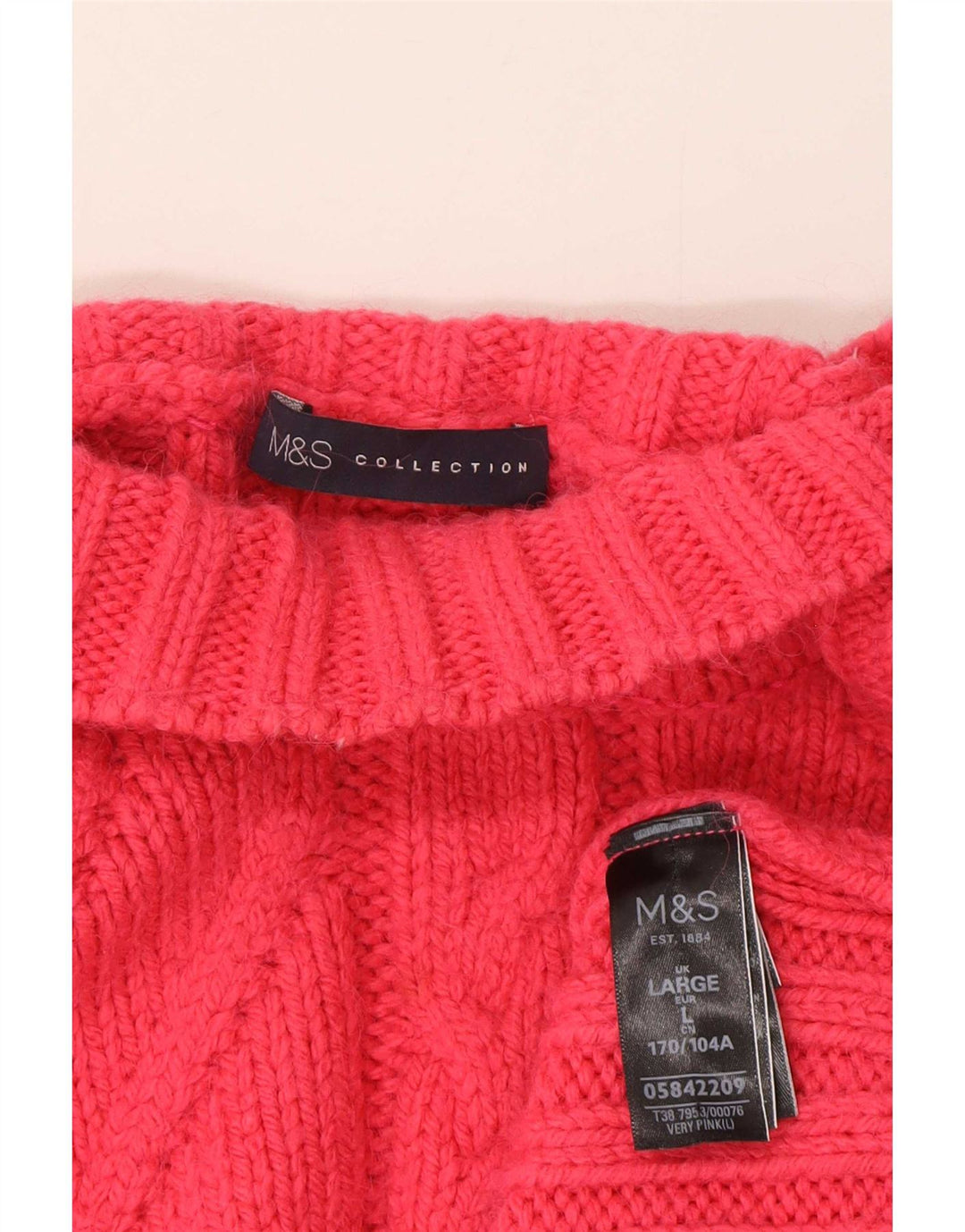 Maglione maglione a collo alto da donna Marks & Spencer UK 16 grande rosa