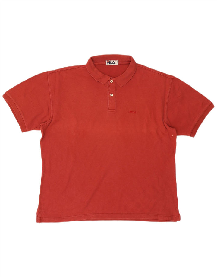 Polo da uomo FILA in cotone rosso medio