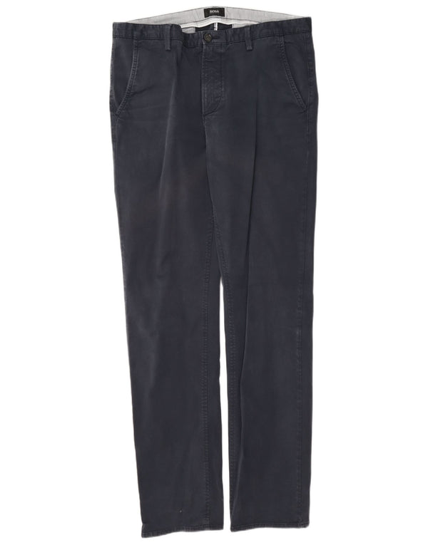 Pantaloni chino dritti da uomo Hugo Boss EU 50 Large W34 L33 cotone blu navy