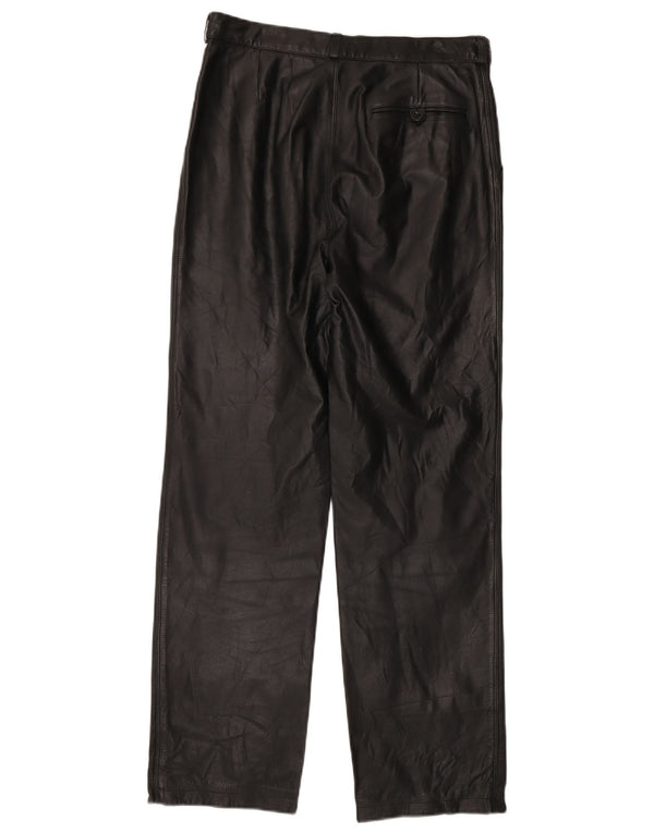 Pantaloni dritti in pelle da uomo VINTAGE IT 48 Medio W32 L31 Nero