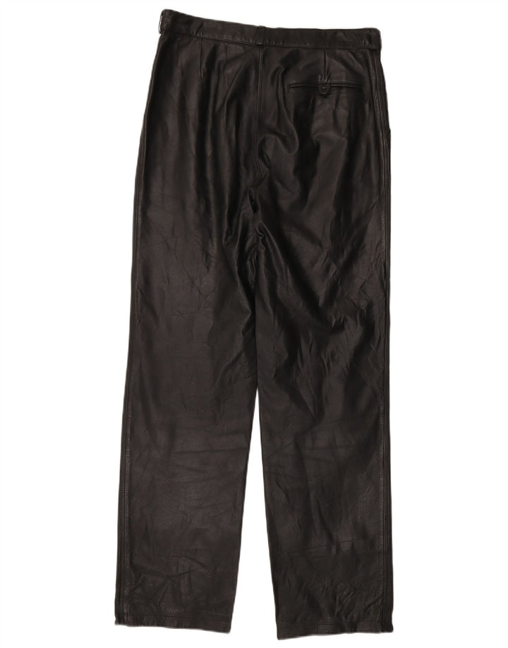 Pantaloni dritti in pelle da uomo VINTAGE IT 48 Medio W32 L31 Nero