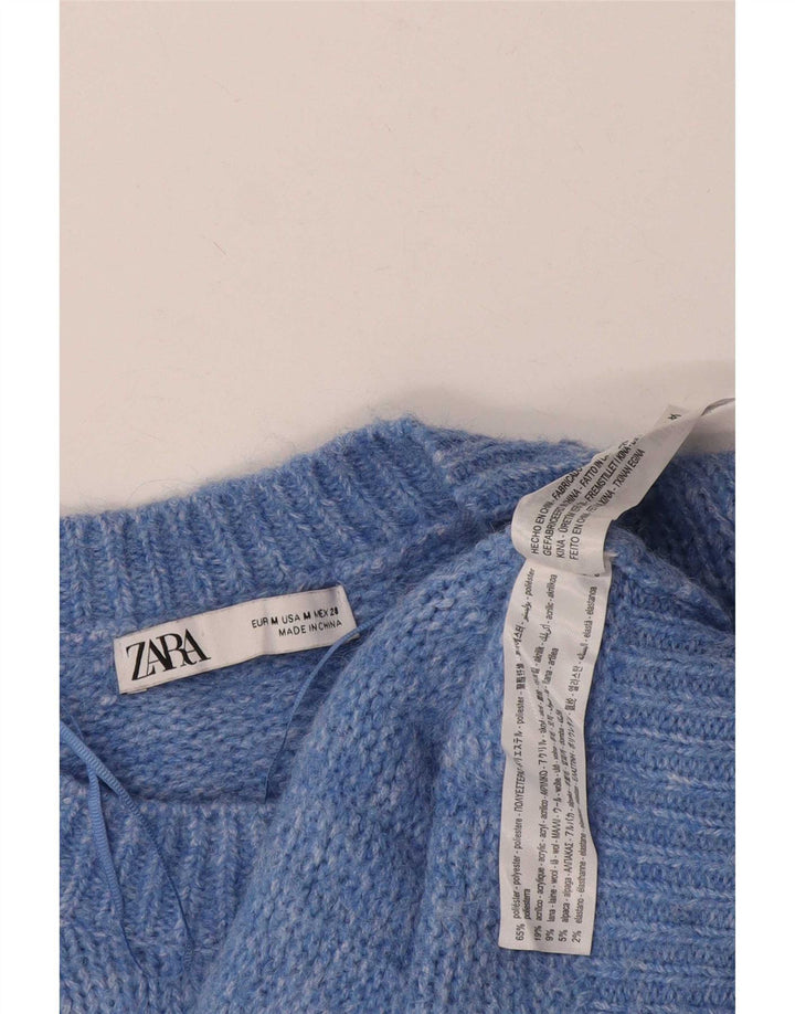Maglione maglione girocollo oversize da donna Zara UK 14 Poliestere blu medio