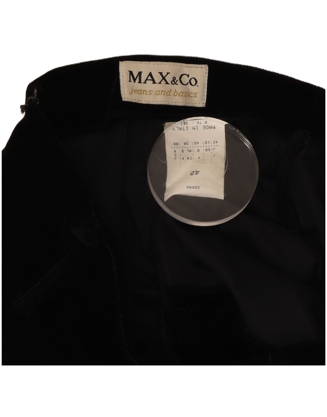 MAX & CO. Gonna in velluto a coste da donna UK 10 piccola W27 acrilico nero