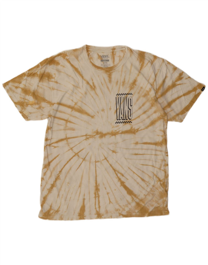 T-shirt grafica da uomo con vestibilità classica VANS, top grande, cotone tie-dye beige