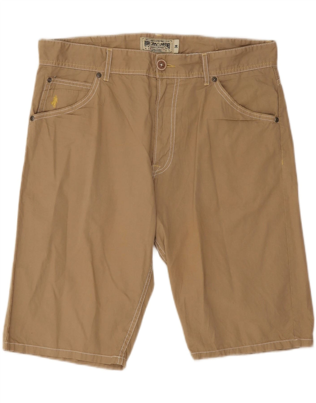 Pantaloncini casual da uomo Marlboro Classics W34 grandi in cotone beige