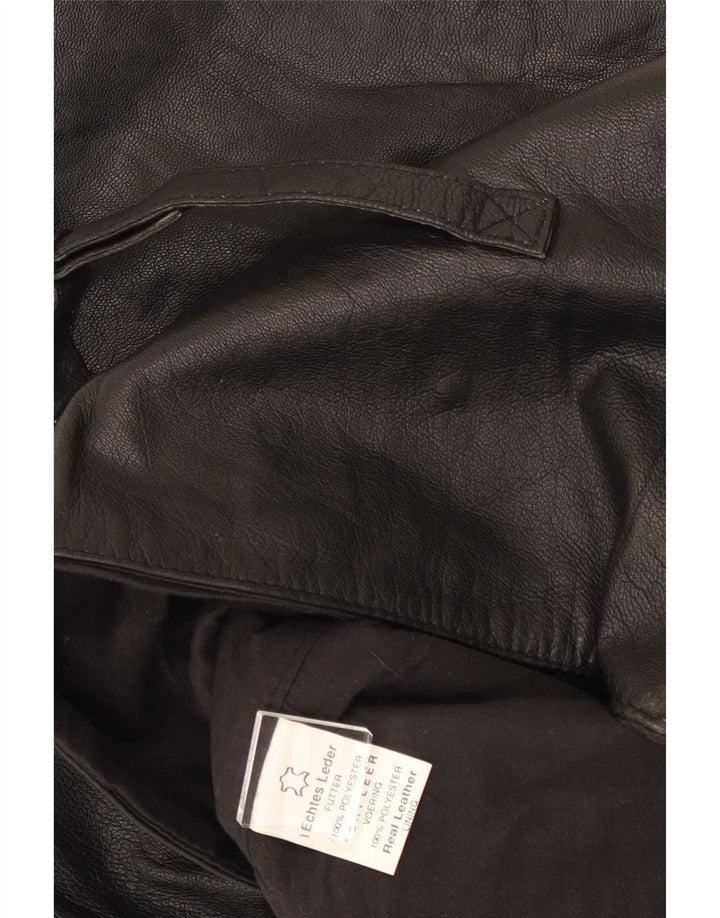 Gilet in pelle vintage da uomo grande nero