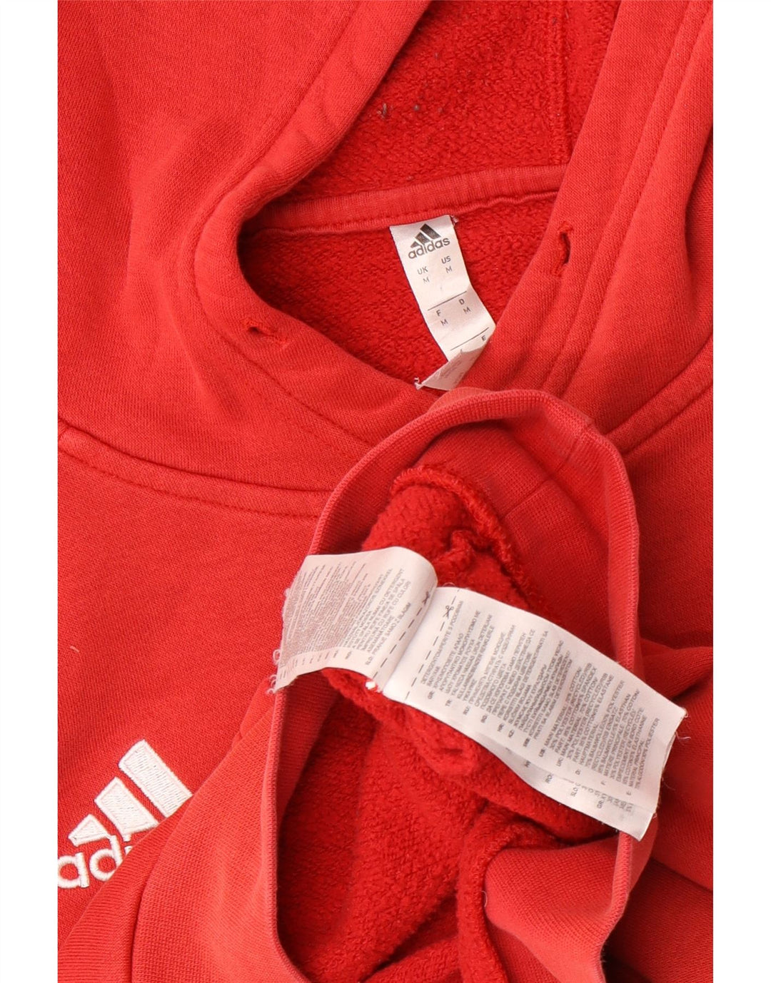 Felpa con cappuccio da uomo Adidas in cotone rosso medio