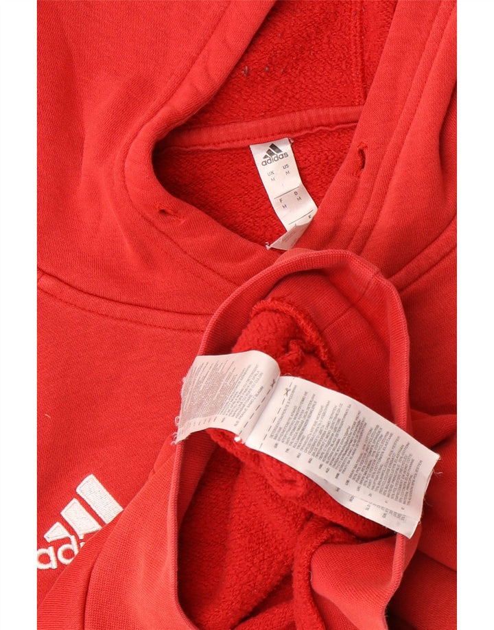 Felpa con cappuccio da uomo Adidas in cotone rosso medio