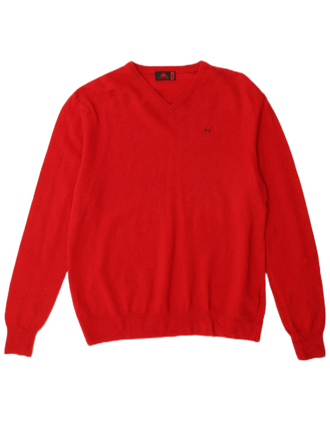 Maglione Kappa da uomo con scollo a V, grande, in lana d'agnello rossa