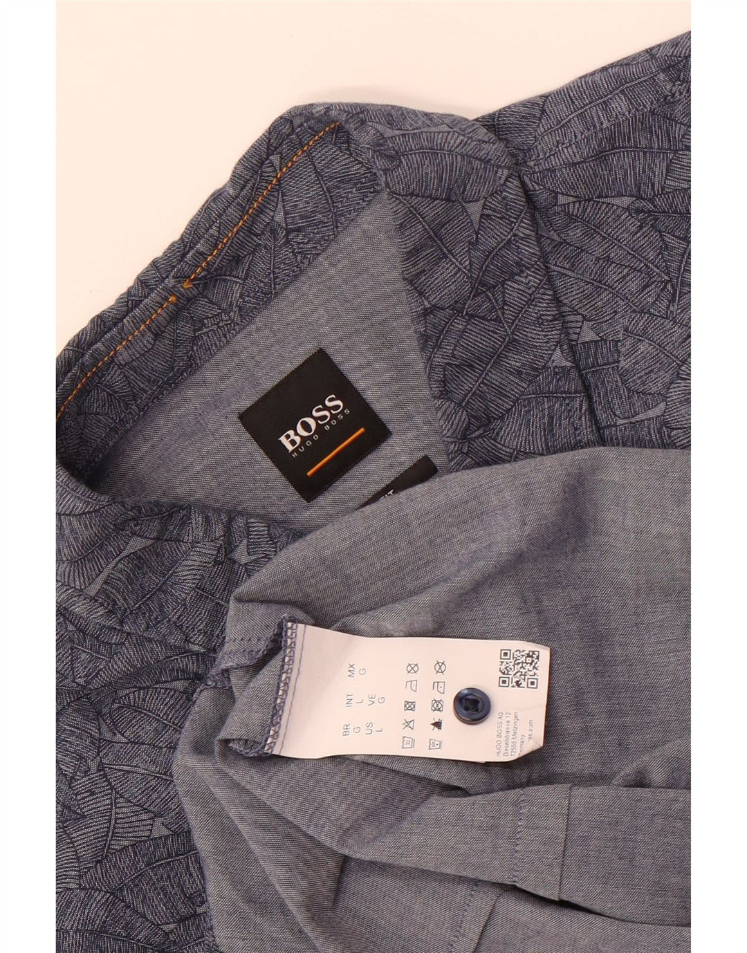 Camicia da uomo Hugo Boss Large in cotone floreale blu navy