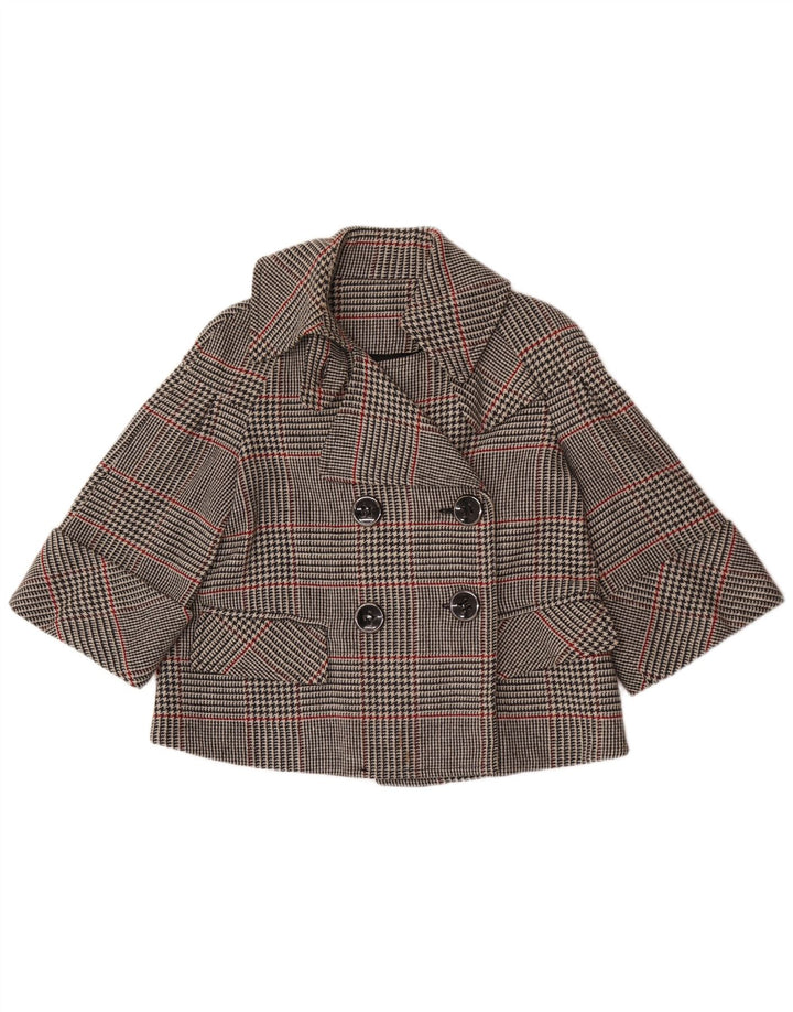 Giacca blazer corta doppiopetto da donna Zara UK 14 scozzese grigio medio