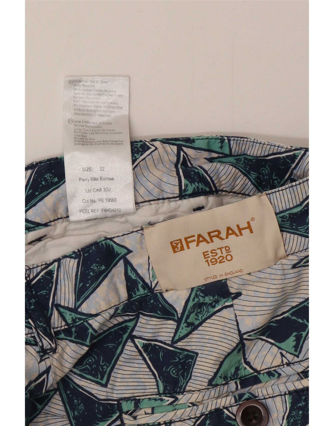 Pantaloncini chino da uomo Farah W32 cotone geometrico multicolore medio